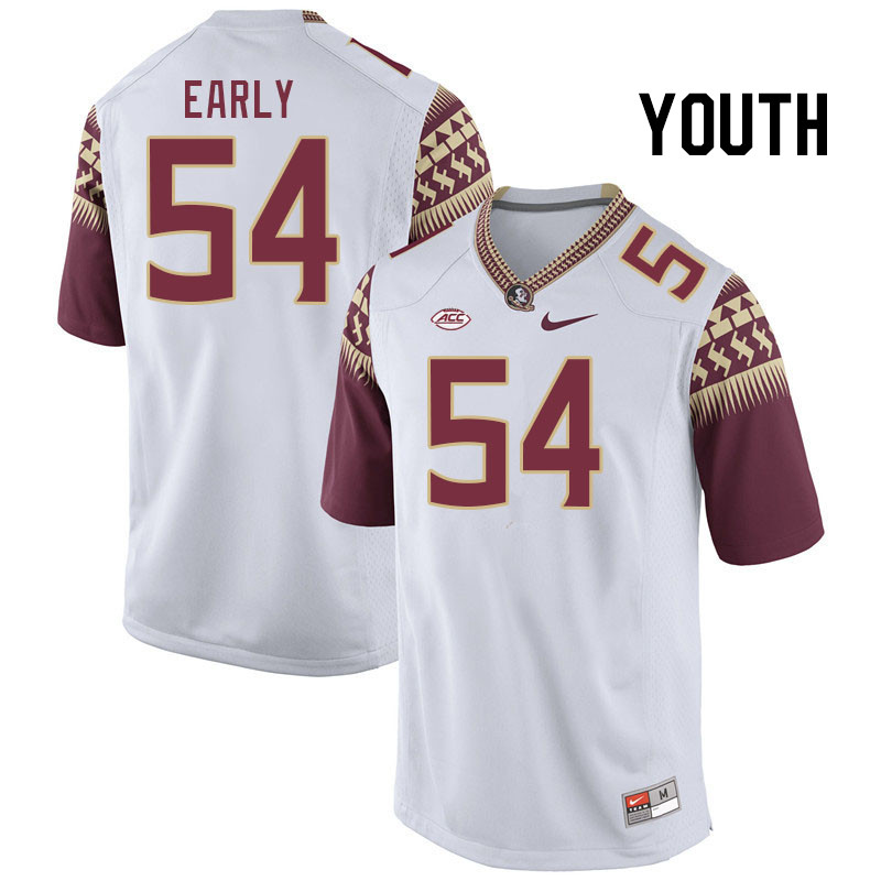Youth #54 Jaylen Early Florida State Seminoles College Football Jerseys Stitched Sale-White